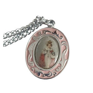 Vtg 60s Elorexal Aluminum Infant Prague Jesus Signed Germany Pendant Necklace